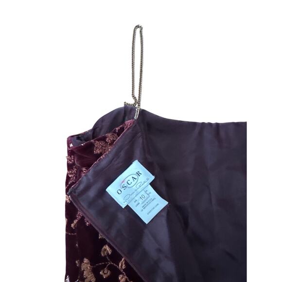 Vintage Oscar de la Renta Velvet Burnout Floral Slip dress chain straps M - Picture 15 of 17